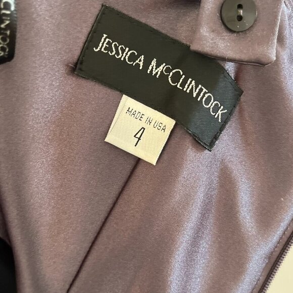 Jessica McClintock Woman's Grey Lined Prom, Event , Party Maxi Dress Sz 4 - Picture 9 of 10